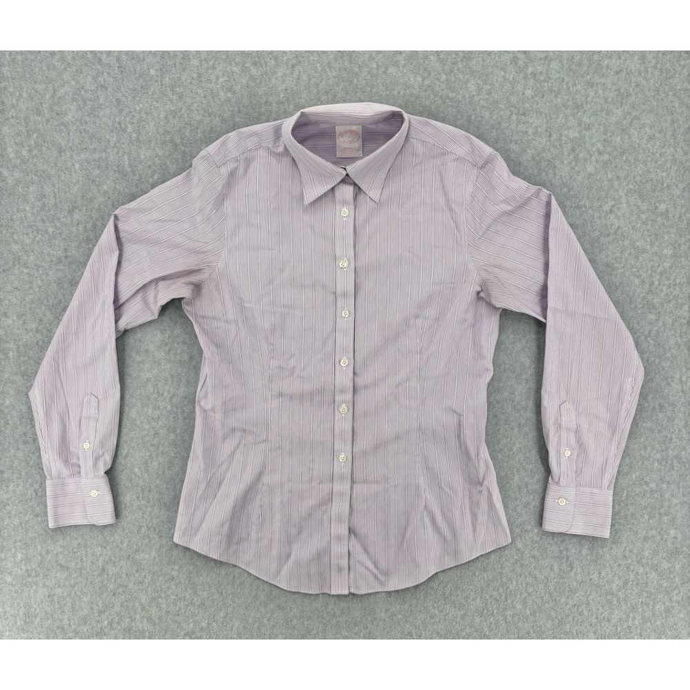 Brooks Brothers Tailored Fit Purple Stripe Stretch Button Shirt Womens 6